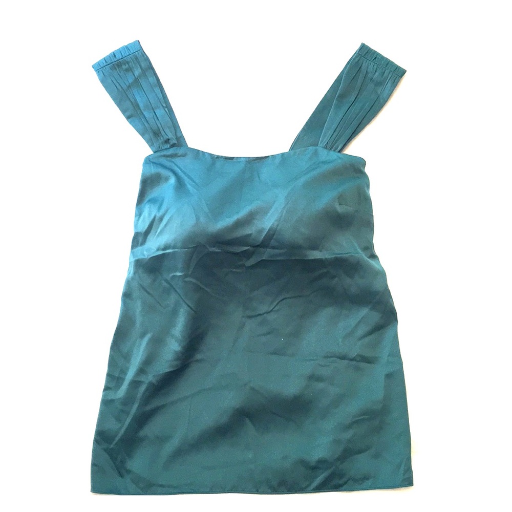 Teal silk tank top